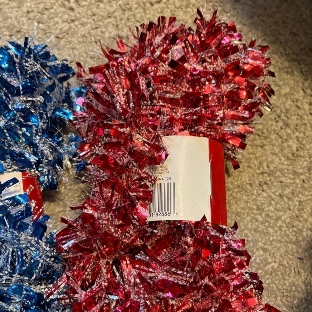36ft Red & Blue Frosted Garland Christmas Decor NEW Bundle Lot